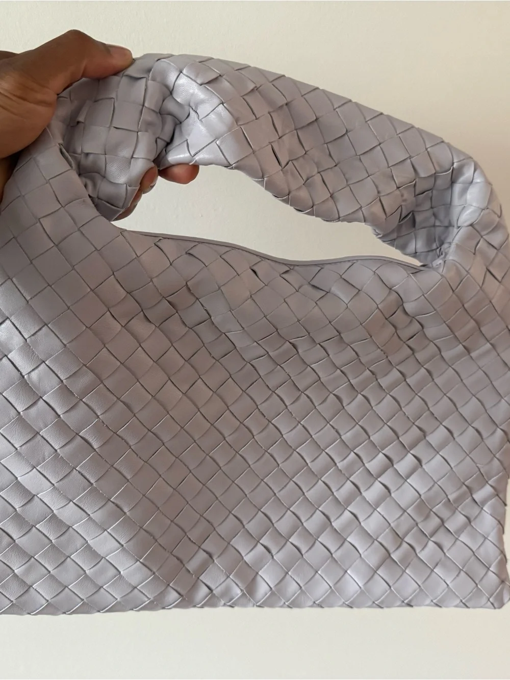 Bottega Veneta Pale Gray Intrecciato Shoulder Bag